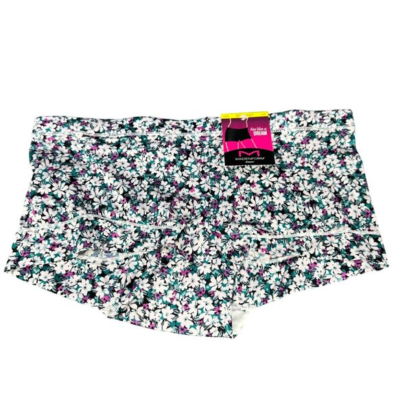 Maidenform Womens Size Medium 6 Panty Boyshorts Floral Multicolor New - Picture 1 of 8